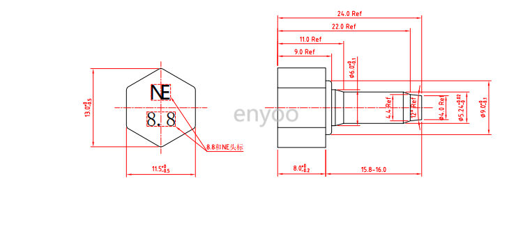 Customized Double Hex Head Stepped BoltCustom Made Double Hex Head Stepped Bolt